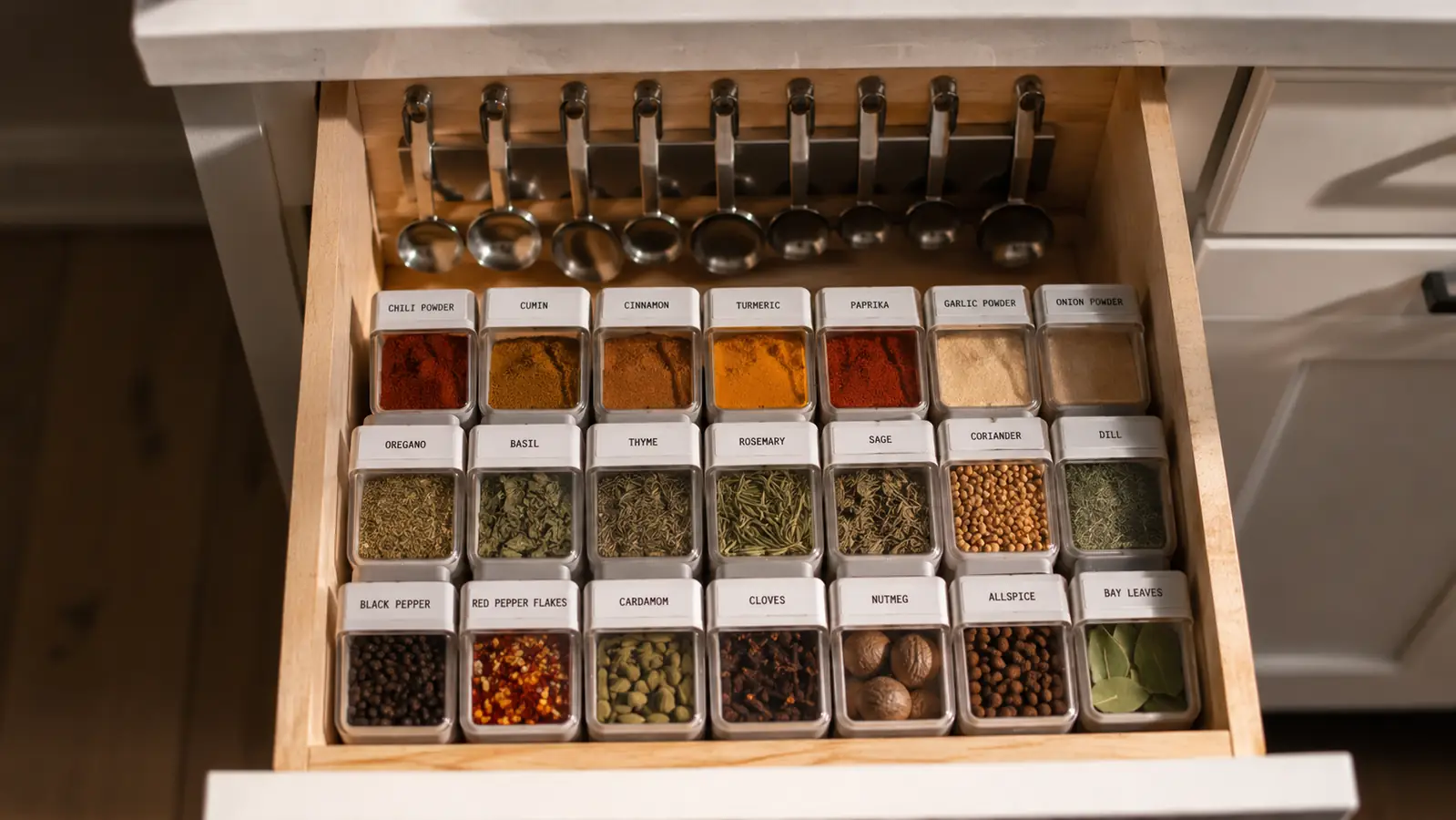 How to Organize Your Spice Drawer With Magnetic Measuring Spoons